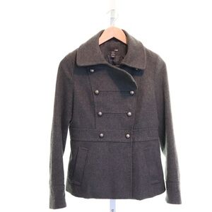 Wool Trench Coat Short Jacket Gray Grey